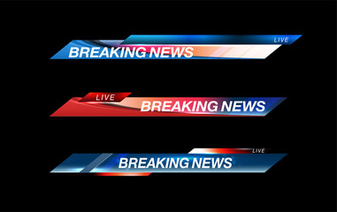 Fototapeta premium Lower Third TV News Bars Set Vector. Tv news bar. Television broadcast media title banner
