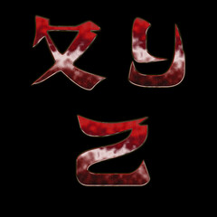 Japanese style red metallic alphabet - letters X-Z