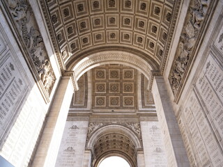 The arc de Triomphe in April 2021, Paris, France.