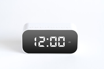 Modern digital clock isolated on white background