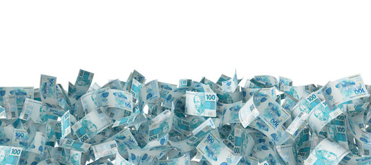 Money banknotes 50 reais brazil isolated background white. 3D illustration. 