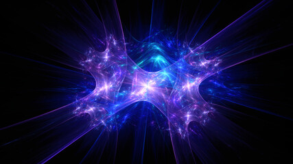 Abstract background, smooth multicolored lines on a black background.