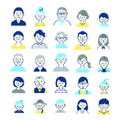 さまざまな世代の人物の顔　セット