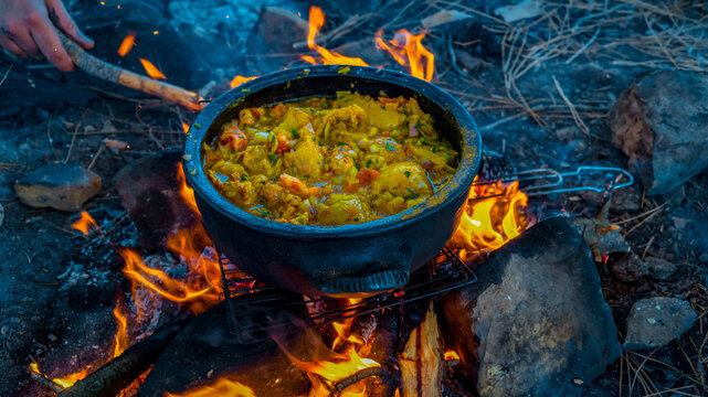 image food over a fire in nature