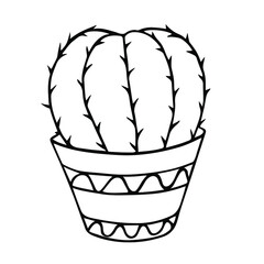 Cactus isolated on a white background.Empty outline for coloring books. 