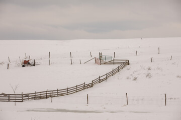 January in farm country, snow-covered fields, Mohawk Valley, New York State, USA