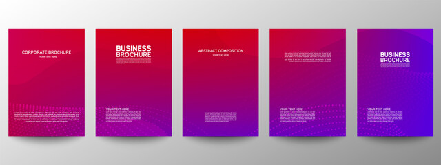 Cover geometric minimal. Set. Vector abstract line pattern for poster design. Set of templates for business brochures. Cool gradients. Graphic pattern for annual album backdrop.