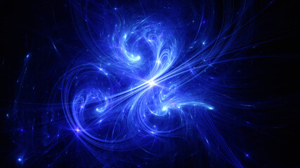 Fototapeta premium Abstract background, smooth multicolored lines on a black background.