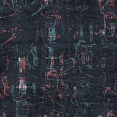 Seamless blue pink cream and navy surface pattern. High quality illustration. Overlaid and multiplied distressed and grungy worn abstract design for print. Detailed artistic repeat tile swatch.