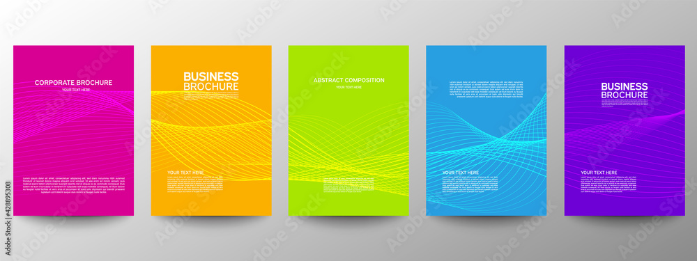 Wall mural cover geometric minimal. set. vector abstract line pattern for poster design. set of templates for b