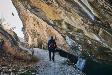 Beautiful Limestone cave, Old Oolitic stone quarries in Massone, The extracted stone, called 