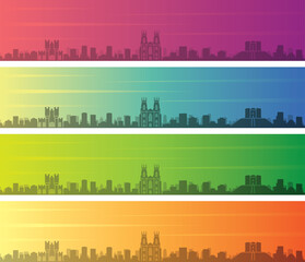 Fototapeta premium York Multiple Color Gradient Skyline Banner