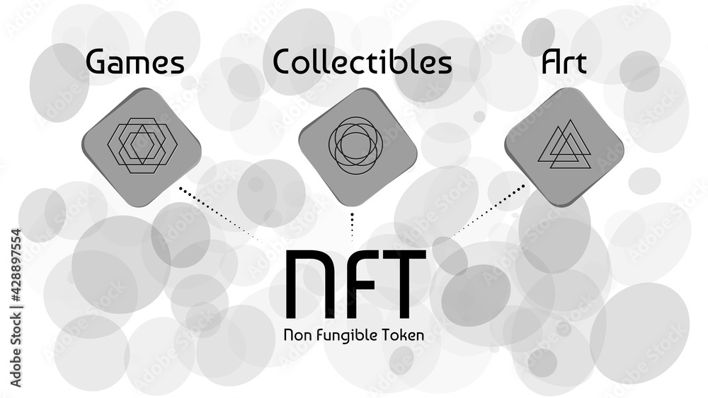 Canvas Prints nft non fungible tokens infographics on abstract light background. pay for unique collectibles in ga