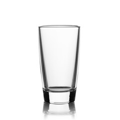 glass of clear glass, for strong drinks, on a white background