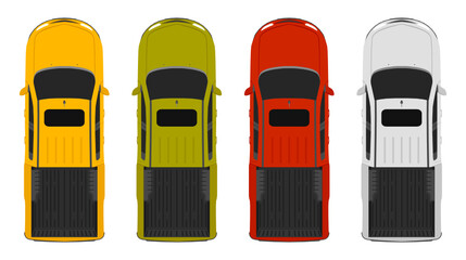 Trucks top up view, 4 colors