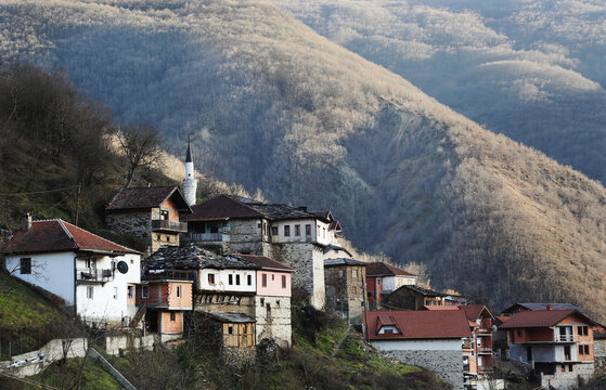 Janche Village at Mavrovo National Park in Macedonia. Village of Janche (Jance) is located about 36 kilometers southwest of Mavrovo.