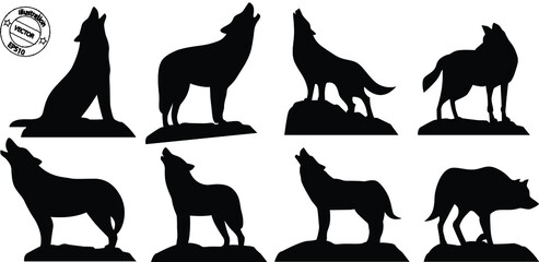  wolf silhoutte set. Vector illustration eps10.