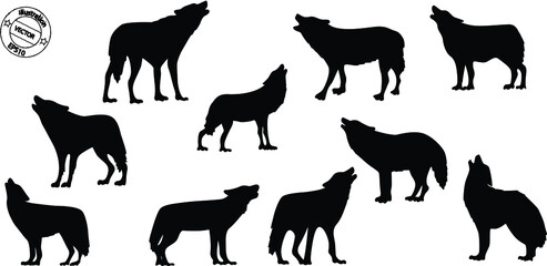 Black wolf icon on white background