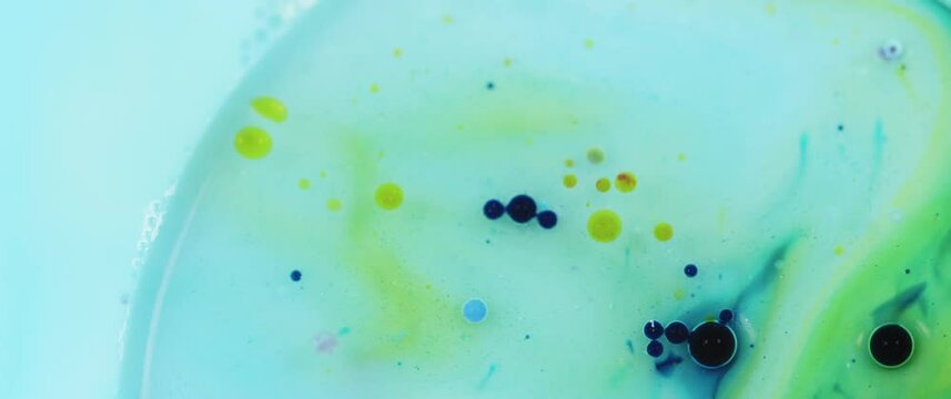 Macro Textures with Vibrant Neon Color Palette. Abstract Background Made with Oil Mixed with Dye, Ink, and Paint.