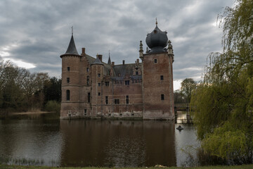 Fototapeta na wymiar Belgium, Aartselaar, view from the side of the castle of Cleydael
