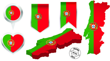 Portugal country flag map 