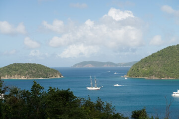 Fototapeta na wymiar Sailboats in the Caribbean waters of St. Thomas.