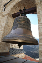 Fototapeta premium Church bell of Saint Jovan Bigorski Monastery in Mavrovo National Park, Macedonia. Monastery was built in 1020 and the monastery church is dedicated to St. John the Baptist.