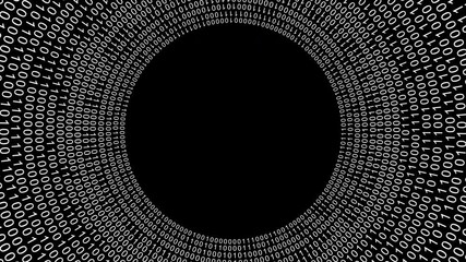 Abstract background random digital number binary code 0 and 1 digit, video overlay, circle arranged shape with copyspace, for cyber and technology concept - Powered by Adobe
