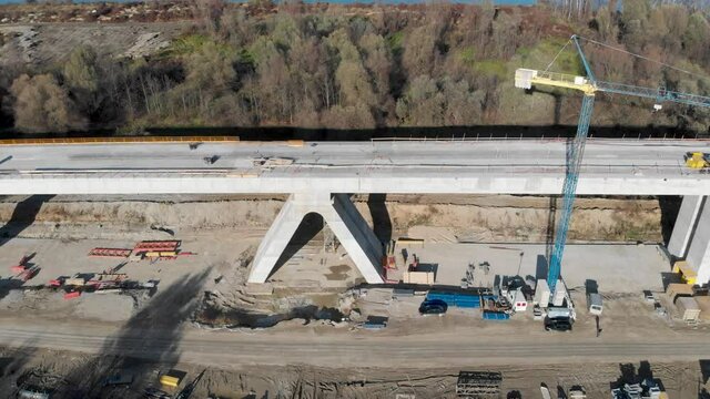High-speed railway construction of a viaduct near Beska station