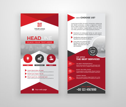 Double-sided DL flyer design. Brochure or flyer template. Layout with modern elements and photo space.
