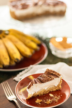 Fatia de torta de banana. Banoffe