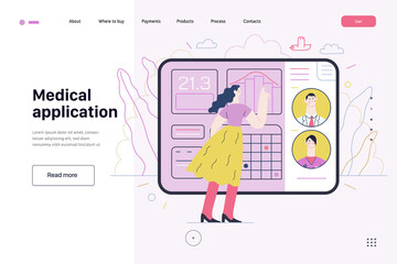 Medical insurance template - medical application. Flat vector