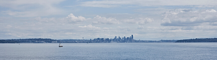 Fototapeta na wymiar Seattle Downtown as seen from Bainbridge Ferry