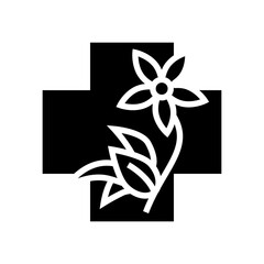 flower natural homeopathy medicine glyph icon vector. flower natural homeopathy medicine sign. isolated contour symbol black illustration