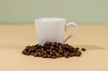 Espresso cup with coffee beans