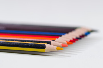 Colourful crayons, little depth of field