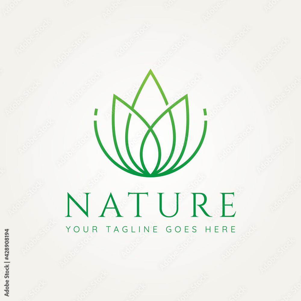 Wall mural nature flower minimalist line art logo template vector illustration design. simple modern wedding, spa, yoga, cosmetic logo concept