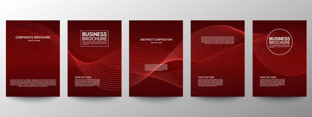 Cover geometric minimal. Set. Vector abstract line pattern for poster design. Set of templates for business brochures. Cool gradients. Graphic pattern for annual album backdrop.