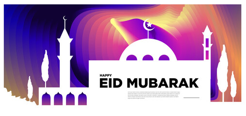 Vector colorful islamic and mubarak greeting card banner