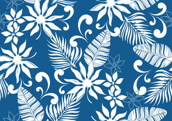 hibiscus hawaii seamless pattern, fashion background. © kirkchai