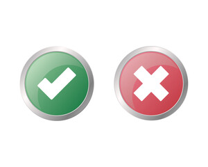 Success, error icon set. Colored flat vector illustration. Isolated on white background. 