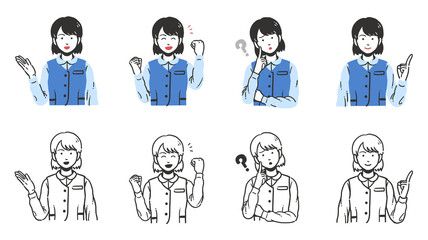 Fototapeta premium 事務服で働く女性のシンプルな上半身セット