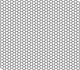 Patrón clásico de hexágonos con borde negro imitando un panal de abejas sobre fondo blanco