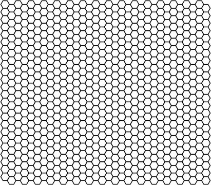 Patr&oacute;n cl&aacute;sico de hex&aacute;gonos con borde negro imitando un panal de abejas sobre fondo blanco