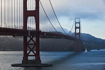 Golden Gate Bridge from south side in the evening