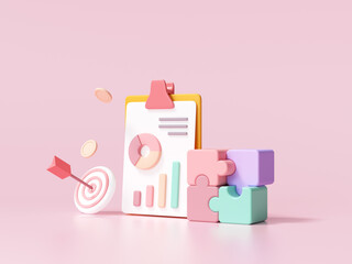 Business strategy concept. Business financials, leadership, direction and growth, planning. 3d render illustration