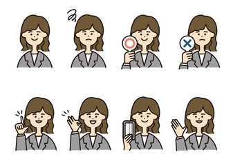 ビジネスウーマン　スーツ　ポーズバリエーション