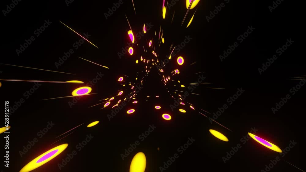 Wall mural abstract seamless loop of 3d renders yellow and pink neon circular abstract motion background inside
