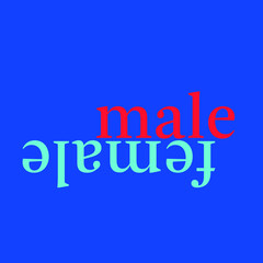 text opposite words: male / female, lowercase and editable vector