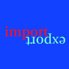 text opposite words: import / export lowercase and editable vector